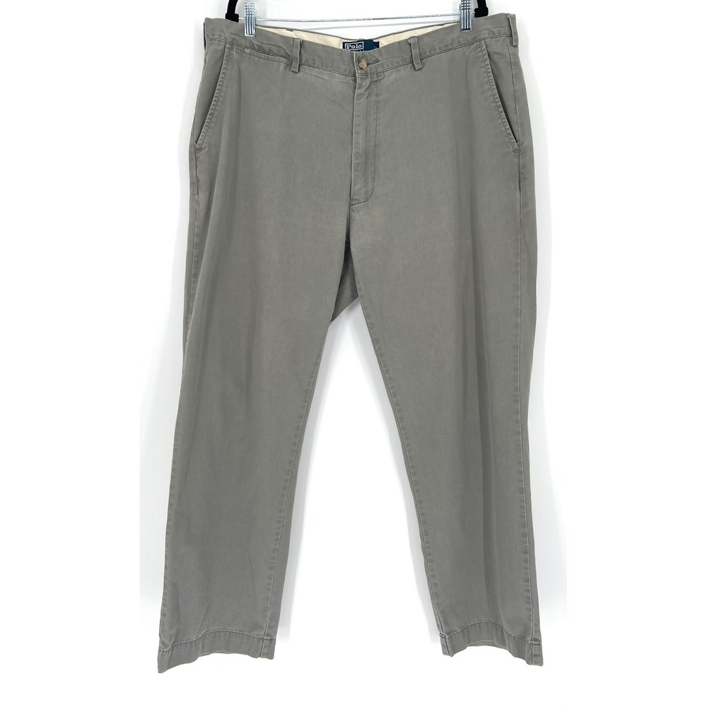 Polo Ralph Lauren Mens Chino Pants 40x32‎ Gray Cotton Classic Preppy Casual